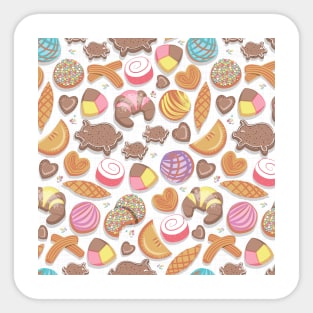 Mexican Sweet Bakery Frenzy // pattern // white background pastel colors pan dulce Sticker
